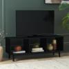 SAFAVIEH Cricket TV Stand for up to 55″ Flatscreen – Natural Acacia, Open Shelf Design, Entertainment Media Console (MED5002A)(Black)