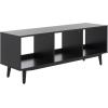 SAFAVIEH Cricket TV Stand for up to 55″ Flatscreen – Natural Acacia, Open Shelf Design, Entertainment Media Console (MED5002A)(Black)