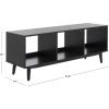 SAFAVIEH Cricket TV Stand for up to 55″ Flatscreen – Natural Acacia, Open Shelf Design, Entertainment Media Console (MED5002A)(Black)
