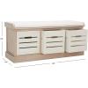 SAFAVIEH Home Collection – Briar 3-Drawer Upholstered Storage Bench, Farmhouse Entryway Accent Bench with Cushion Top, Distressed Grey Frame & Sand Drawer Fronts (BCH5700C)(Sand/Distressed White)