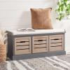 SAFAVIEH Home Collection – Briar 3-Drawer Upholstered Storage Bench, Farmhouse Entryway Accent Bench with Cushion Top, Distressed Grey Frame & Sand Drawer Fronts (BCH5700C)(Distressed Grey/Sand)