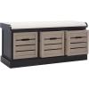 SAFAVIEH Home Collection – Briar 3-Drawer Upholstered Storage Bench, Farmhouse Entryway Accent Bench with Cushion Top, Distressed Grey Frame & Sand Drawer Fronts (BCH5700C)(Black/Greige)