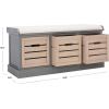 SAFAVIEH Home Collection – Briar 3-Drawer Upholstered Storage Bench, Farmhouse Entryway Accent Bench with Cushion Top, Distressed Grey Frame & Sand Drawer Fronts (BCH5700C)(Distressed Grey/Sand)