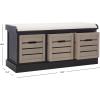 SAFAVIEH Home Collection – Briar 3-Drawer Upholstered Storage Bench, Farmhouse Entryway Accent Bench with Cushion Top, Distressed Grey Frame & Sand Drawer Fronts (BCH5700C)(Black/Greige)