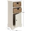 SAFAVIEH Home Collection – Connery Distressed Vintage White Storage Cabinet with Rattan Baskets & Bottom Door, Farmhouse Accent Storage, Fully Assembled (AMH5742B)(Vintage White)