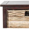 SAFAVIEH Home Collection – Keenan Cherry Storage Chest with Wicker Baskets, Farmhouse Accent Storage Cabinet, Fully Assembled (AMH5740C)(Cherry)