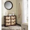 SAFAVIEH Home Collection – Keenan Cherry Storage Chest with Wicker Baskets, Farmhouse Accent Storage Cabinet, Fully Assembled (AMH5740C)(Cherry)