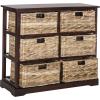 SAFAVIEH Home Collection – Keenan Cherry Storage Chest with Wicker Baskets, Farmhouse Accent Storage Cabinet, Fully Assembled (AMH5740C)(Cherry)