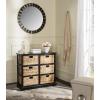 SAFAVIEH Home Collection – Keenan Cherry Storage Chest with Wicker Baskets, Farmhouse Accent Storage Cabinet, Fully Assembled (AMH5740C)(Distressed Black)