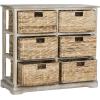 SAFAVIEH Home Collection – Keenan Cherry Storage Chest with Wicker Baskets, Farmhouse Accent Storage Cabinet, Fully Assembled (AMH5740C)(White Washed)