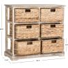 SAFAVIEH Home Collection – Keenan Cherry Storage Chest with Wicker Baskets, Farmhouse Accent Storage Cabinet, Fully Assembled (AMH5740C)(White Washed)