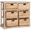 SAFAVIEH Home Collection – Keenan Cherry Storage Chest with Wicker Baskets, Farmhouse Accent Storage Cabinet, Fully Assembled (AMH5740C)(White Washed)