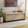 SAFAVIEH Home Collection – Kowal Sand Linen Storage Bench, Modern Upholstered Entryway or Bedroom Bench with Hidden Compartment (BCH1301A)(Sand)