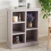 SAFAVIEH Home Collection – Maralah 5-Shelf Solid Wood Bookcase, White, 25″ Wide Storage Display Shelf, Fully Assembled (AMH6634B)(Grey)