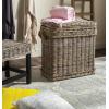 SAFAVIEH Home Collection – Sidonie Grey Rattan Storage Hamper, Wicker Storage Basket with Iron Frame for Bedroom, Bathroom or Living Room, Fully Assembled (SEA7020A)(Grey)