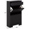 SAFAVIEH Home Collection – Sohan Black Shoe Rack, Slim Vertical Storage Cabinet with Drawer & Tilt-Out Shelves, Modern Entryway Organizer (STG3101B)(Black)