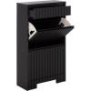 SAFAVIEH Home Collection – Sohan Black Shoe Rack, Slim Vertical Storage Cabinet with Drawer & Tilt-Out Shelves, Modern Entryway Organizer (STG3101B)(Black)
