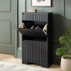 SAFAVIEH Home Collection – Sohan Black Shoe Rack, Slim Vertical Storage Cabinet with Drawer & Tilt-Out Shelves, Modern Entryway Organizer (STG3101B)(Black)