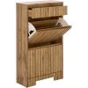 SAFAVIEH Home Collection – Sohan Black Shoe Rack, Slim Vertical Storage Cabinet with Drawer & Tilt-Out Shelves, Modern Entryway Organizer (STG3101B)(Oak)