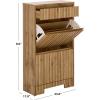 SAFAVIEH Home Collection – Sohan Black Shoe Rack, Slim Vertical Storage Cabinet with Drawer & Tilt-Out Shelves, Modern Entryway Organizer (STG3101B)(Oak)