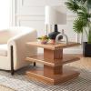 SAFAVIEH Home Collection – Suette Modern Black 3-Tier Square Accent Table with Shelves, Compact Storage Side Table for Living Room or Bedroom (ACC5001B)(Natural)
