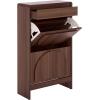 SAFAVIEH Home Collection – Willam Walnut Shoe Rack, Modern Slim Storage Cabinet with Drawer & Shelves, Space-Saving Organizer for Entryway or Hallway (STG3100A)(Walnut)