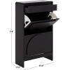 SAFAVIEH Home Collection – Willam Walnut Shoe Rack, Modern Slim Storage Cabinet with Drawer & Shelves, Space-Saving Organizer for Entryway or Hallway (STG3100A)(Black)