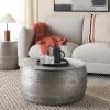 SAFAVIEH Home Collection Apoline Antique Silver Drum Storage Coffee Table (Fully Assembled)(Antique Silver)