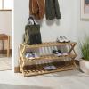 SAFAVIEH Home Collection Home Collection Acheta Natural Bamboo 3-Tier Shoe Storage Shelf