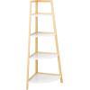SAFAVIEH Home Collection Home Collection Rainier White/Natural 4-Tier Corner Storage Shelf