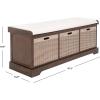 SAFAVIEH Home Collection Landers Distressed White 3-Drawer/Cushion Storage Bench (Fully Assembled) BCH5703A(Brown)