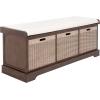 SAFAVIEH Home Collection Landers Distressed White 3-Drawer/Cushion Storage Bench (Fully Assembled) BCH5703A(Brown)