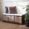 SAFAVIEH Home Collection Landers Distressed White 3-Drawer/Cushion Storage Bench (Fully Assembled) BCH5703A(Brown)