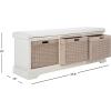 SAFAVIEH Home Collection Landers Distressed White 3-Drawer/Cushion Storage Bench (Fully Assembled) BCH5703A(Distressed White)