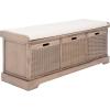 SAFAVIEH Home Collection Landers Distressed White 3-Drawer/Cushion Storage Bench (Fully Assembled) BCH5703A(Sand)