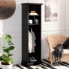 SAFAVIEH Home Collection Layli Farmhouse Antique White 4-Shelf 2-Hook Top Storage Hall Tree (Fully Assembled)(Black)