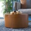 SAFAVIEH Home Collection Rafaela Black Round Tray Top Storage Coffee Table (Fully Assembled)(Natural Brown)