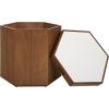 SAFAVIEH Home Collection Rafaela Walnut/White Hexagon Storage Accent Table (Fully Assembled)(Natural Brown/White)