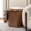 SAFAVIEH Home Collection Rafaela Walnut/White Hexagon Storage Accent Table (Fully Assembled)(Natural Brown/White)