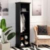 SAFAVIEH Home Collection Surrey Farmhouse Antique White 6-Shelf 2-Hook Bottom Storage Hall Tree (Fully Assembled)(Black)
