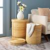SAFAVIEH Home Collection Vali Natural Rattan Storage Basket with Lid Set of 2 (Fully Assembled)