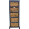 SAFAVIEH Home Collection Vedette Distressed Black 5-Drawer Wicker Basket Storage Tower (Fully Assembled)(Blue)