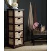 SAFAVIEH Home Collection Vedette Distressed Black 5-Drawer Wicker Basket Storage Tower (Fully Assembled)(Cherry)