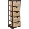SAFAVIEH Home Collection Vedette Distressed Black 5-Drawer Wicker Basket Storage Tower (Fully Assembled)(Cherry)