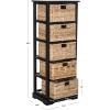 SAFAVIEH Home Collection Vedette Distressed Black 5-Drawer Wicker Basket Storage Tower (Fully Assembled)(Distressed Black)
