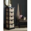 SAFAVIEH Home Collection Vedette Distressed Black 5-Drawer Wicker Basket Storage Tower (Fully Assembled)(Distressed Black)