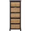 SAFAVIEH Home Collection Vedette Distressed Black 5-Drawer Wicker Basket Storage Tower (Fully Assembled)(Distressed Black)