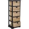 SAFAVIEH Home Collection Vedette Distressed Black 5-Drawer Wicker Basket Storage Tower (Fully Assembled)(Distressed Black)