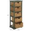 SAFAVIEH Home Collection Vedette Distressed Black 5-Drawer Wicker Basket Storage Tower (Fully Assembled)(Dusty Green)