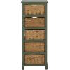 SAFAVIEH Home Collection Vedette Distressed Black 5-Drawer Wicker Basket Storage Tower (Fully Assembled)(Dusty Green)